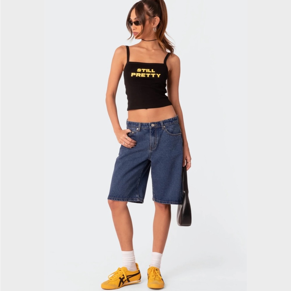 Edikted NWT Medium wash Bermuda Denim Shorts